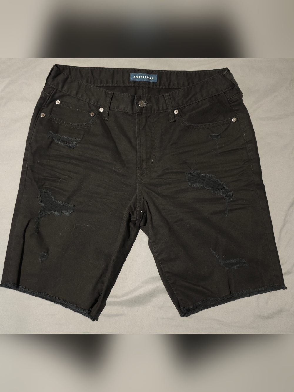 Aeropostale Men's Distressed Cut Off Denim Shorts Black Size 32